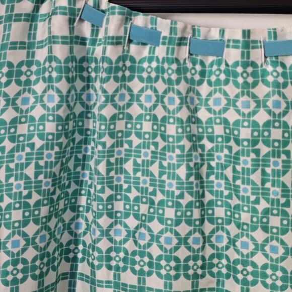 Geometric 100% Silk Tie Bow Blouse Green Size Medium Coquette Girly Feminine Y2K - Picture 6 of 6